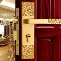 Solid Brass Indoor Lock Modern Golden Entrance Door Locks European Wood Door Handle Lockset Antique Front Door Security Locks