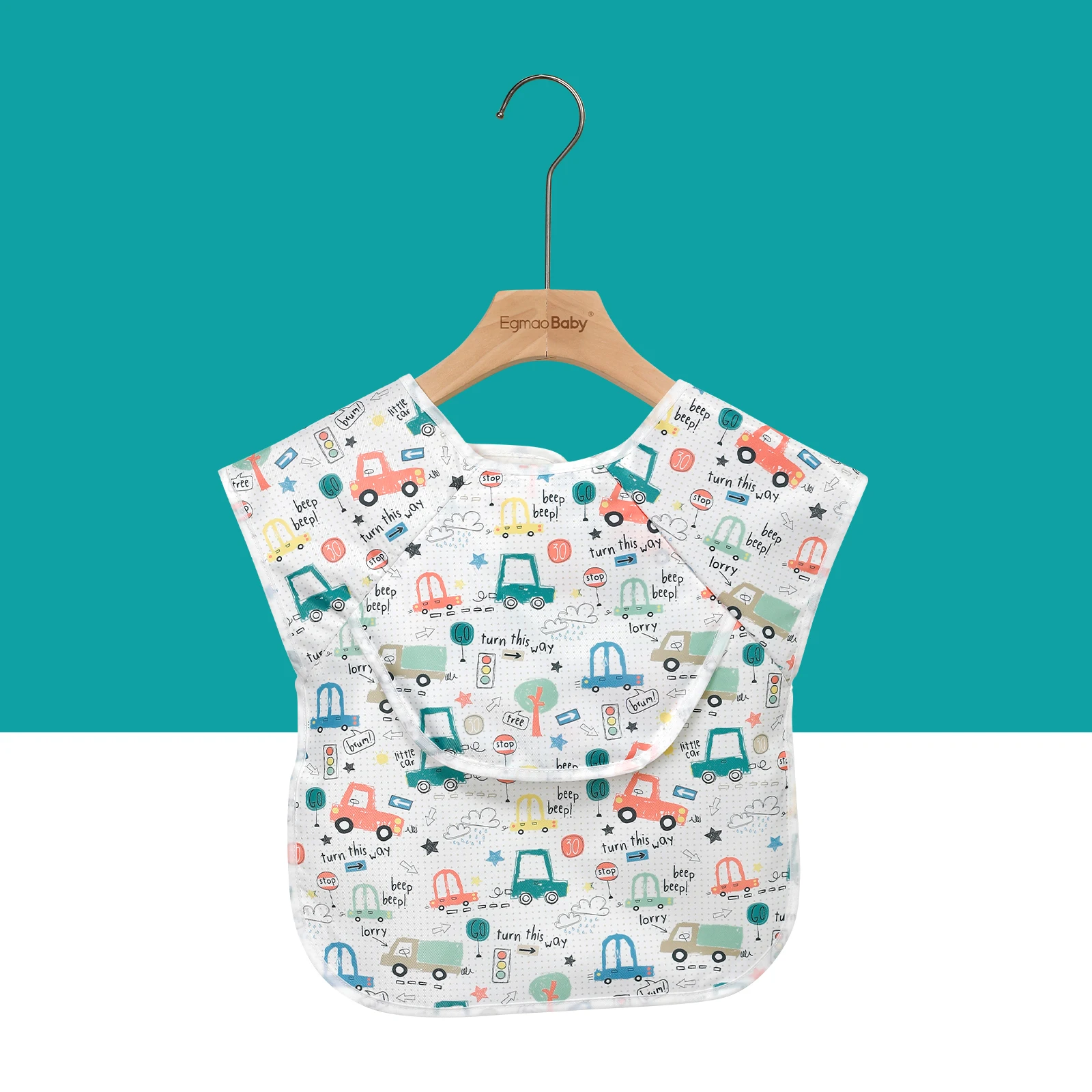 

New Style Baby Bibs Lovely Cartoon Animals Pattern 100% PET TPU Coating Waterproof Bib With Pocket Apron Self Feeding Baby Cloth