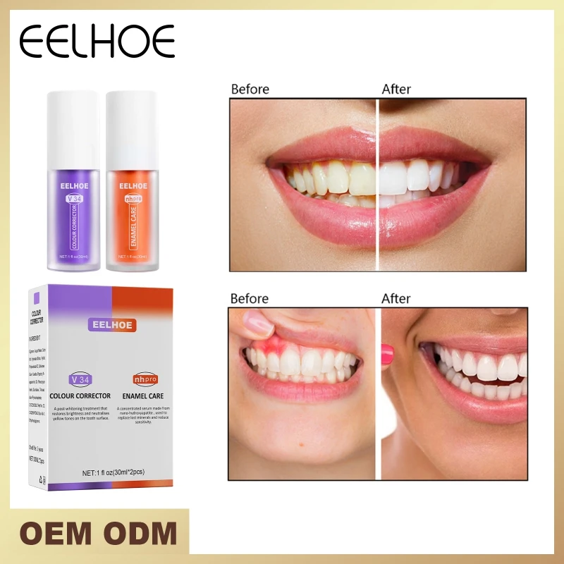 

V34 Colour Corrector Teeth Whitening Toothpaste Oral Cleaning Repair Fresh Breath Herbal Remove Stain Beauty Health Maquiagem