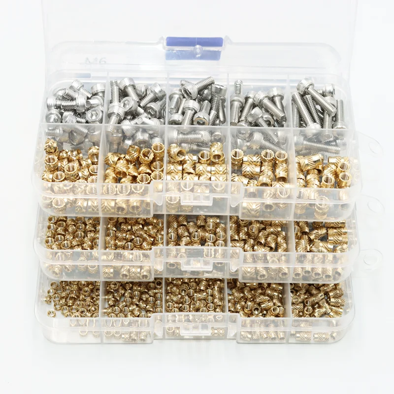 Резьбовая Тепловая вставка Латунная гайка и головка с шестигранной головкой