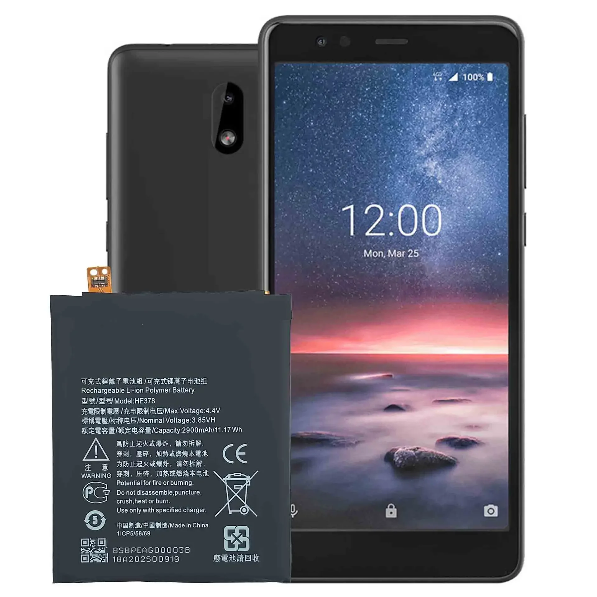 Сменный аккумулятор HE378 для Nokia NK3.1 A TA1140 2900 мАч высококачественные мобильные