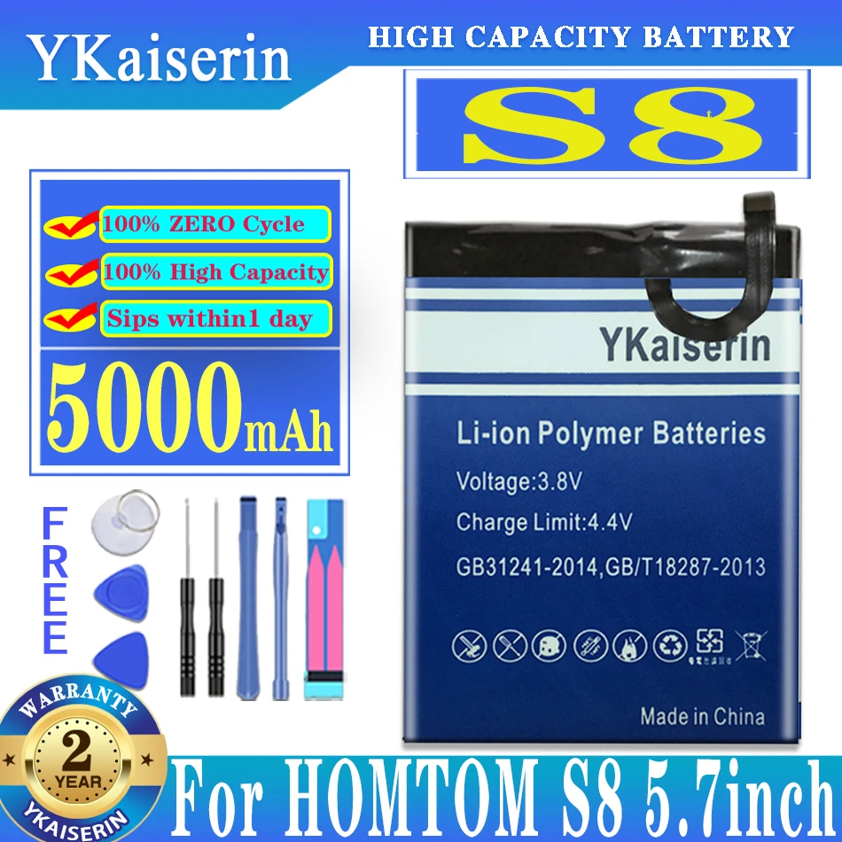 

YKaiserin Phone Battery for HOMTOM S8 5.7 Inch MTK6750 5000mAh Battery Mobile Accessories Battery For HOMTOM S 8