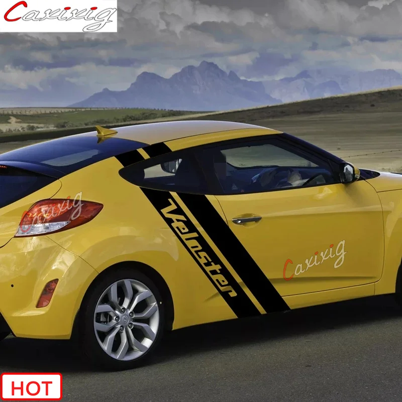 

Гоночный Стайлинг Автомобильная дверь Двусторонняя декоративная наклейка Автомобильный кузов спортивные полосы для Hyundai Veloster внешние акс...