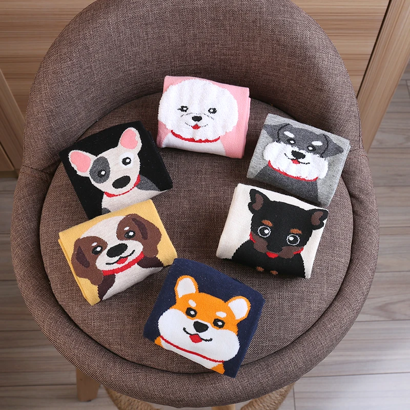 1/5Pairs Cotton Short Sock Cartoon 3D Cat Dog Print  Animal Socks Harajuku Kawaii Women Girls Anklet Socks Breathable Casual Sox