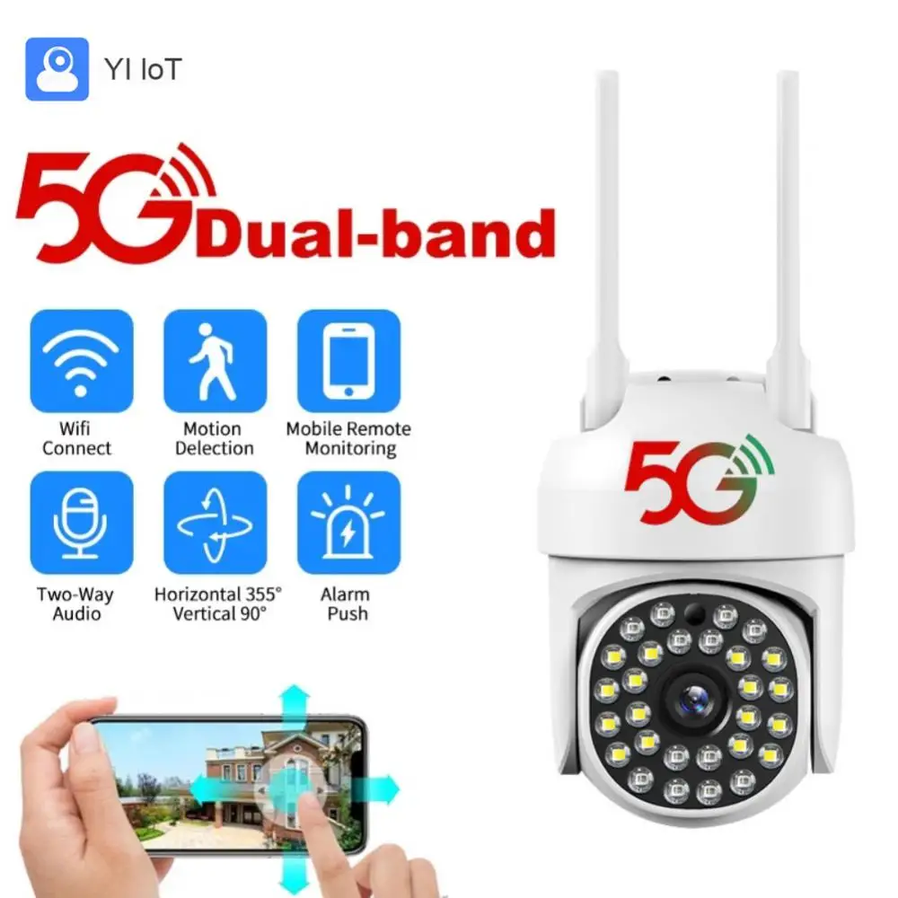 

5Ghz Wifi IP Camera Outdoor 2MP Ai Human Detection Auto Tracking PTZ Camera Color IR Night Vision Home Security CCTV Camera