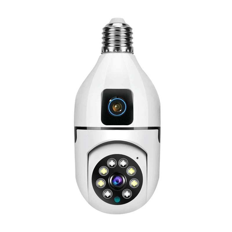 

V380 pro PT Camera 360° Rotating E27 threaded interface Home Dual cameras Two Lens PTZ Baby Monitor WiFi IR Colors night vison