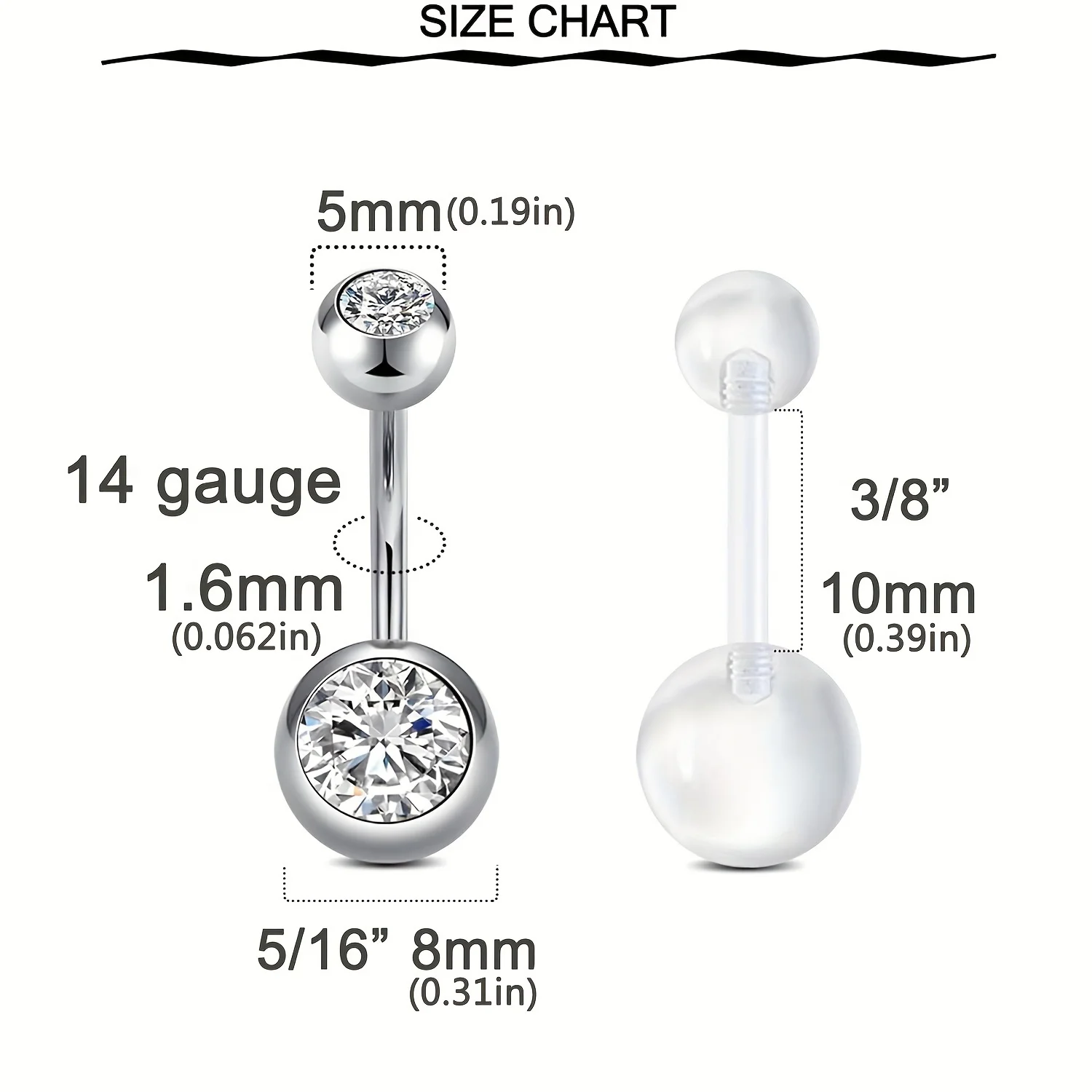 6 шт. набор для пирсинга пупка с безболезненными металлическими иглами из