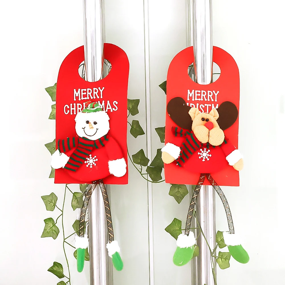 

Рождественские украшения для дверных ручек, Санта-Клаус, снеговик, лось, Счастливого Рождества, подвесная кукла для двери, подвеска для нового года