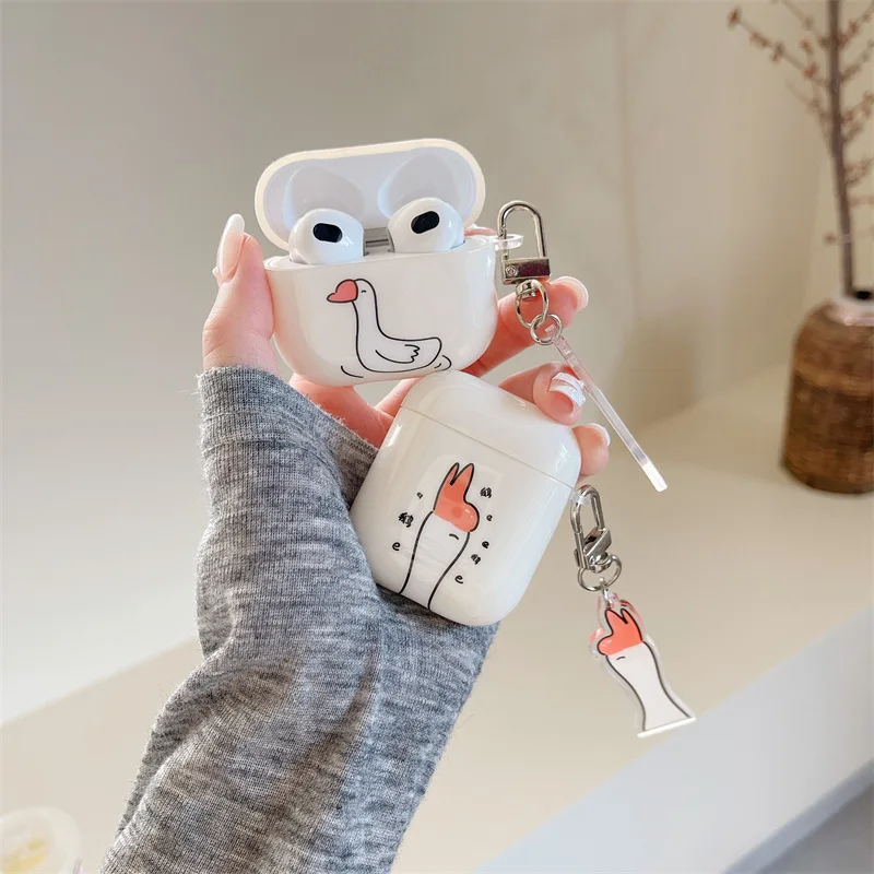 

Lovely Goose Pendant Case for Apple AirPods 1 2 3 Pro Cases Cover IPhone Bluetooth Earbuds Earphone Air Pods Case for Airpods