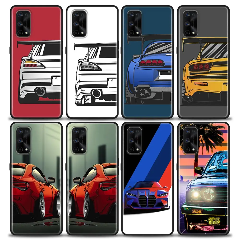 

JDM Sports Car M Male Phone Case For Oppo Realme 8i 8 9 7 6 5 Pro 9i 7i 5i 6i XT 5G Cases Soft Silicone Cover Realme 8Pro