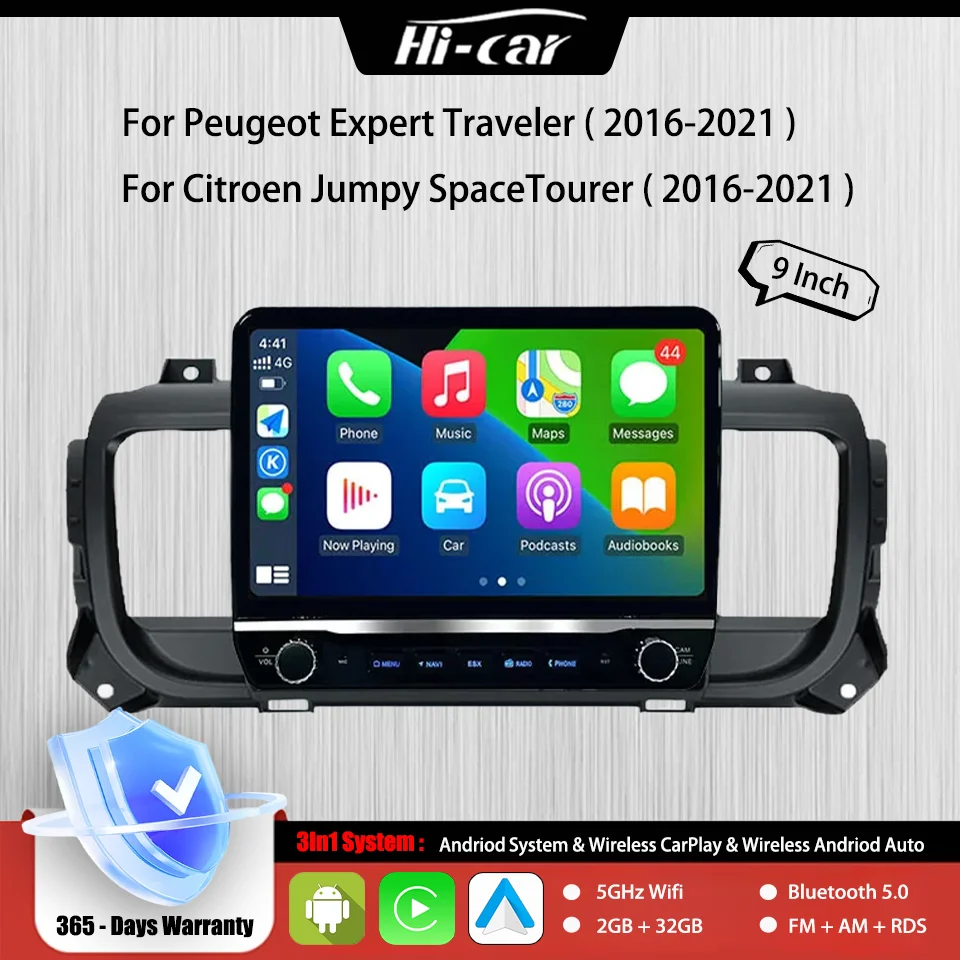 Фото Автомобильное мультимедийное радио 2Din Android для Citroen Jumpy SpaceTourer и Peugeot Expert Traveler 5G Wi-Fi BT5.0 GPS-навигационный плеер №1