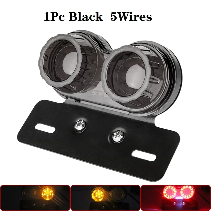 

Светодиодный задний фонарь для мотоцикла, красный стоп-сигнал, указатели поворота с кронштейном для номерного знака, задние фонари 12 В для Harley Yamaha Honda