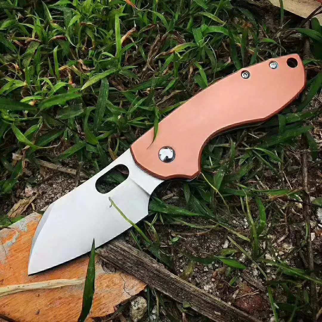 

New folding knife 8cr13mov blade 420 steel+ Copper alloy handle pocket camping hunt knife Tactical Survival knive