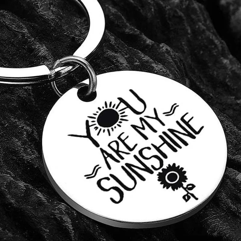 

Boyfriend Gifts Lovers Couple Husband Wife Birthday Keychain Pendant Gift You Are My Sunshine Stainless Steel Keyring
