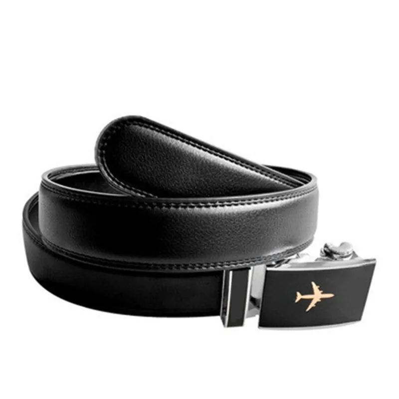 

Men PU Leather Pilot Belt Noble Security Golden Silver Belts Male High-Grade Sliding Buckle