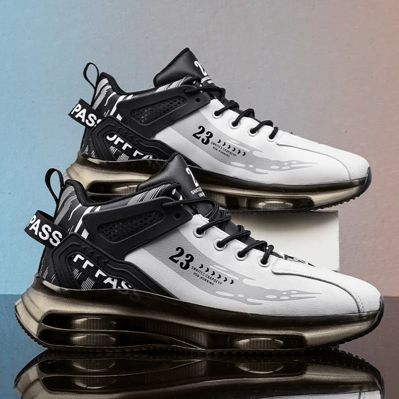 Fashion Men Cushioning Road Running Shoes AIR PU Leather Waterproof Anti Slip Jogging Male Sneakers Men Casual Shoes Promotiom