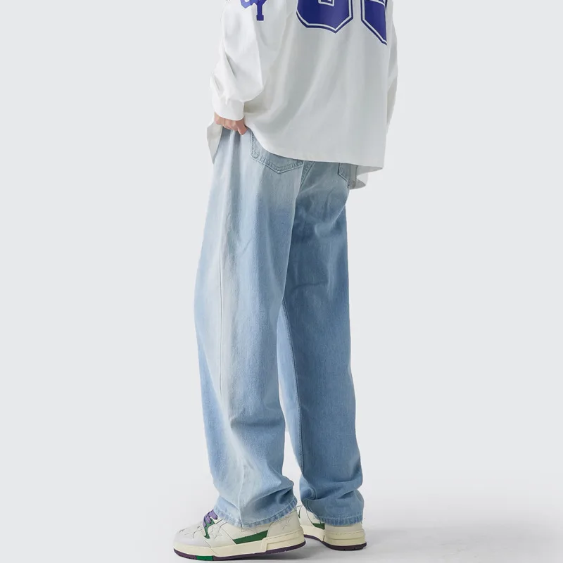 Blue Baggy Jeans Men Fashion Retro Gradient Straight Jeans Men Japanese Streetwear Hip-hop Loose Denim Pants Mens Trousers M-2XL