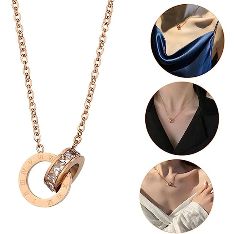 

Double Ring Necklace Number Pendant Number Necklace Necklaces for Women Initial Stud Earrings for Women Interlocking Collar Neck