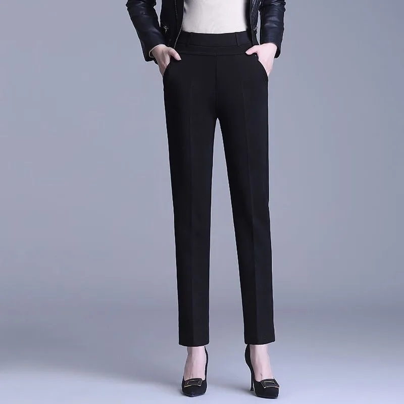 Осенне-зимние женские Однотонные эластичные облегающие базовые брюки с высокой