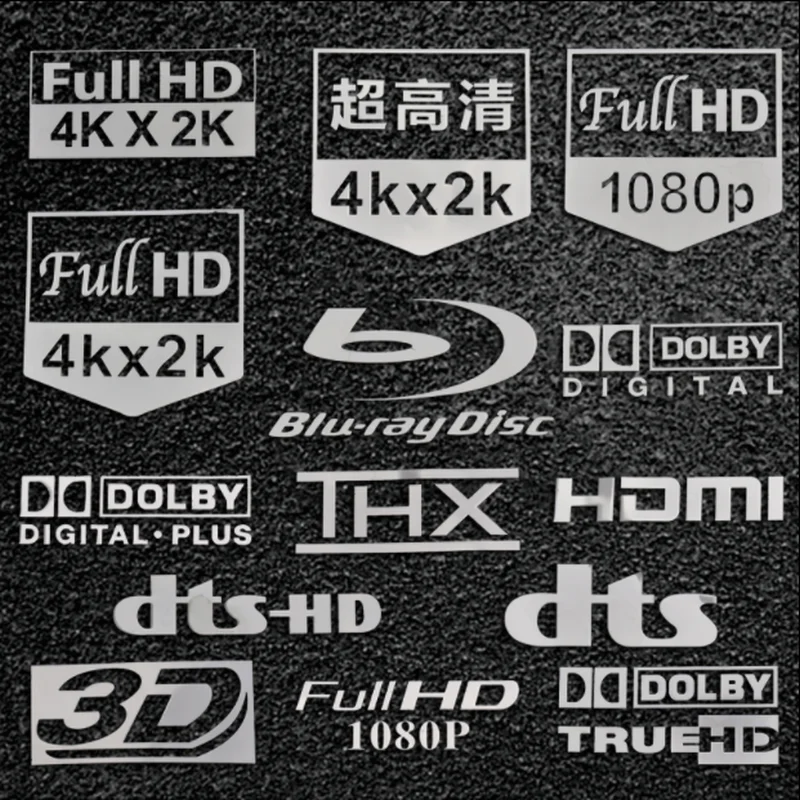 

Dolby Bluetooth WIFI THX DTS NFC 4K HD 1080P Metal Sticker Mobile Computer TV Sticker