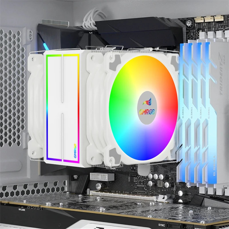 

GMRGB White CR1400 RGB Heat Sink CPU Cooler Fan PWM Temperature Control Radiator Silent fan for Intel LGA 1700 1200 115X AM4