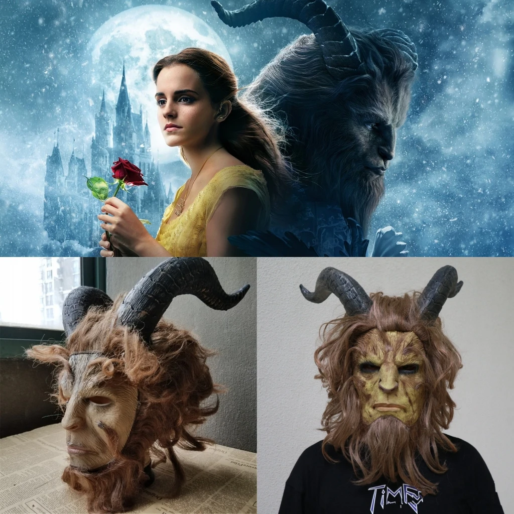 

Disney Beauty and the Beast Cosplay Latex Mask Helmet Halloween Party Carnival Costume Props