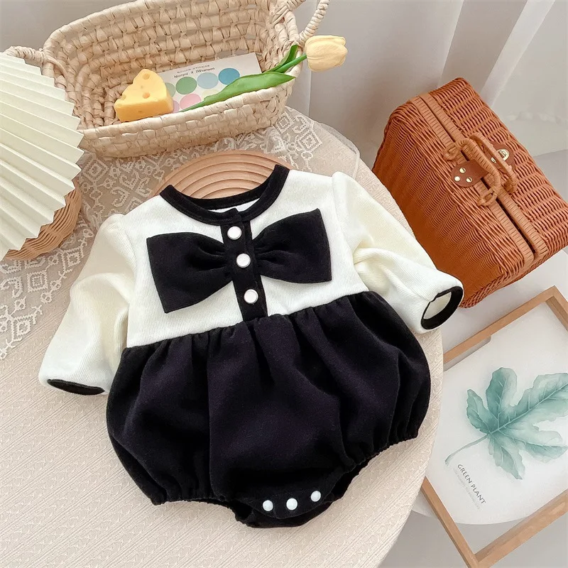 

Autumn Newborn Infant Baby Girls Romper Long Sleeve Baby Playsuit Jumpsuit Infant Bowknot Rompers Onepiece Clothes