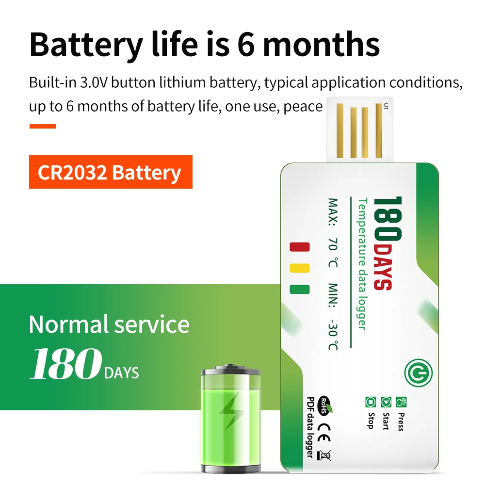 5/10 шт. регистратор данных о температуре в течение 180 дней