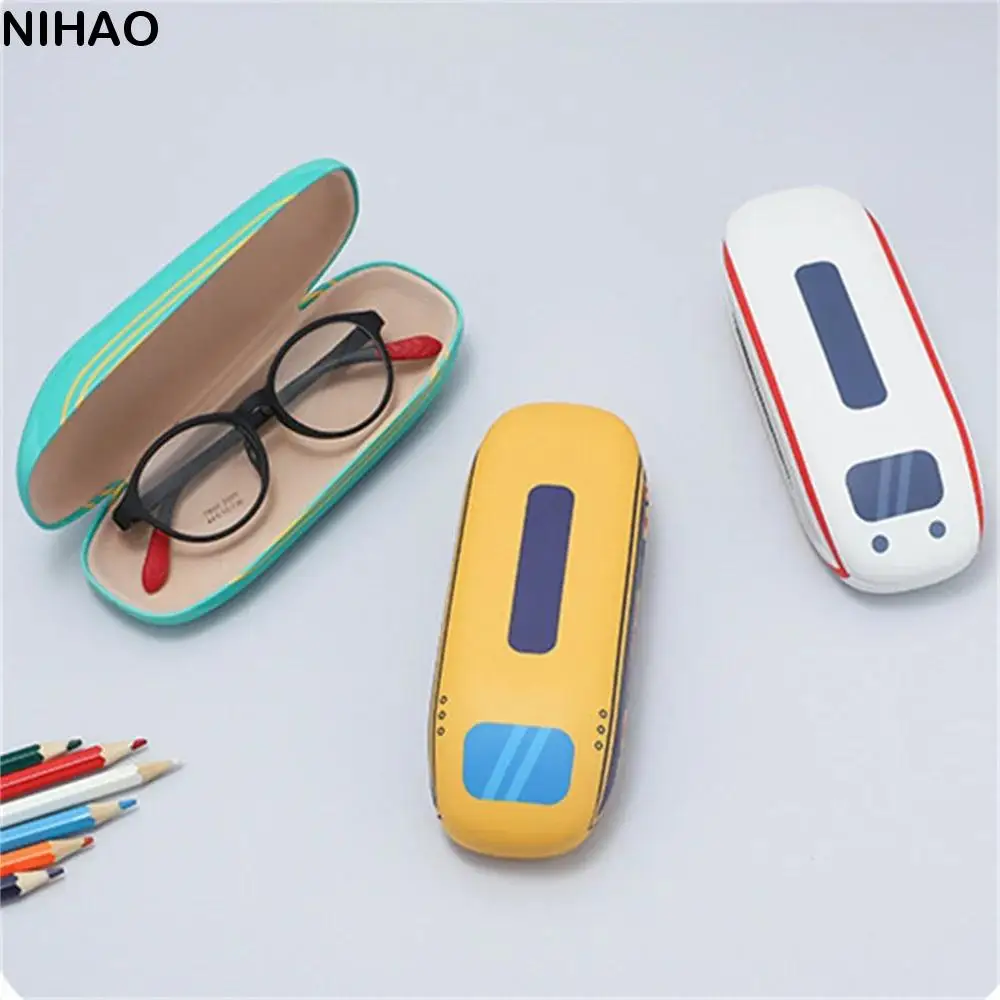 Портативный чехол для очков в форме поезда из искусственной кожи забавный