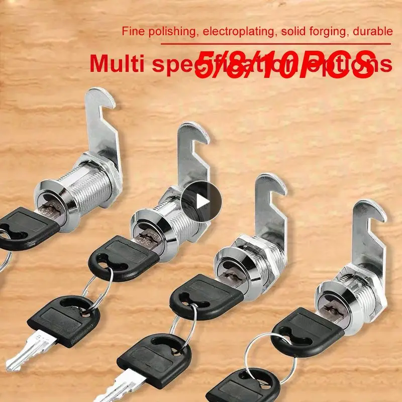 

5/8/10PCS Cabinet Door Lock Intensification Metal Dormitory Lock With 2 Keys Firm Locker Lock Hardware Tools Drawer Lock