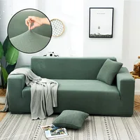 Jacquard 4 Sizes Elastic Sofa Covers for Living Room Chaise Lounge Polar Fleece Corner 3 Seater Armchair Couch Slipcover