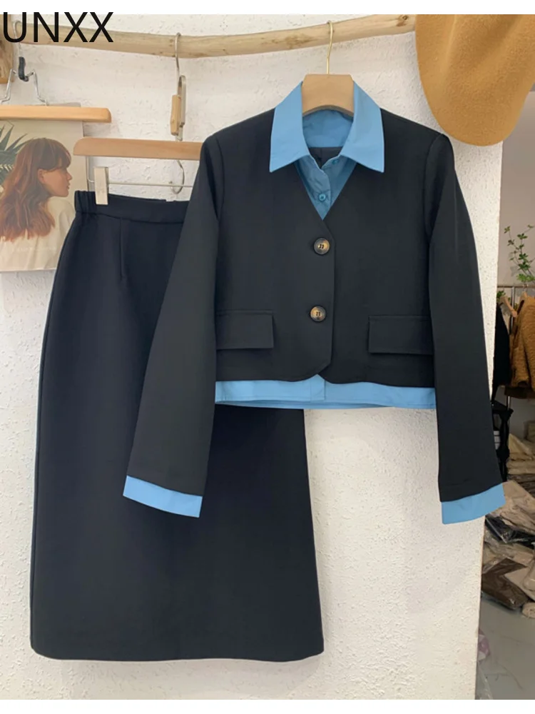 

Костюм UNXX женский из двух предметов, куртка и полуюбка, двойная комбинация, костюм в винтажном стиле, весна-осень