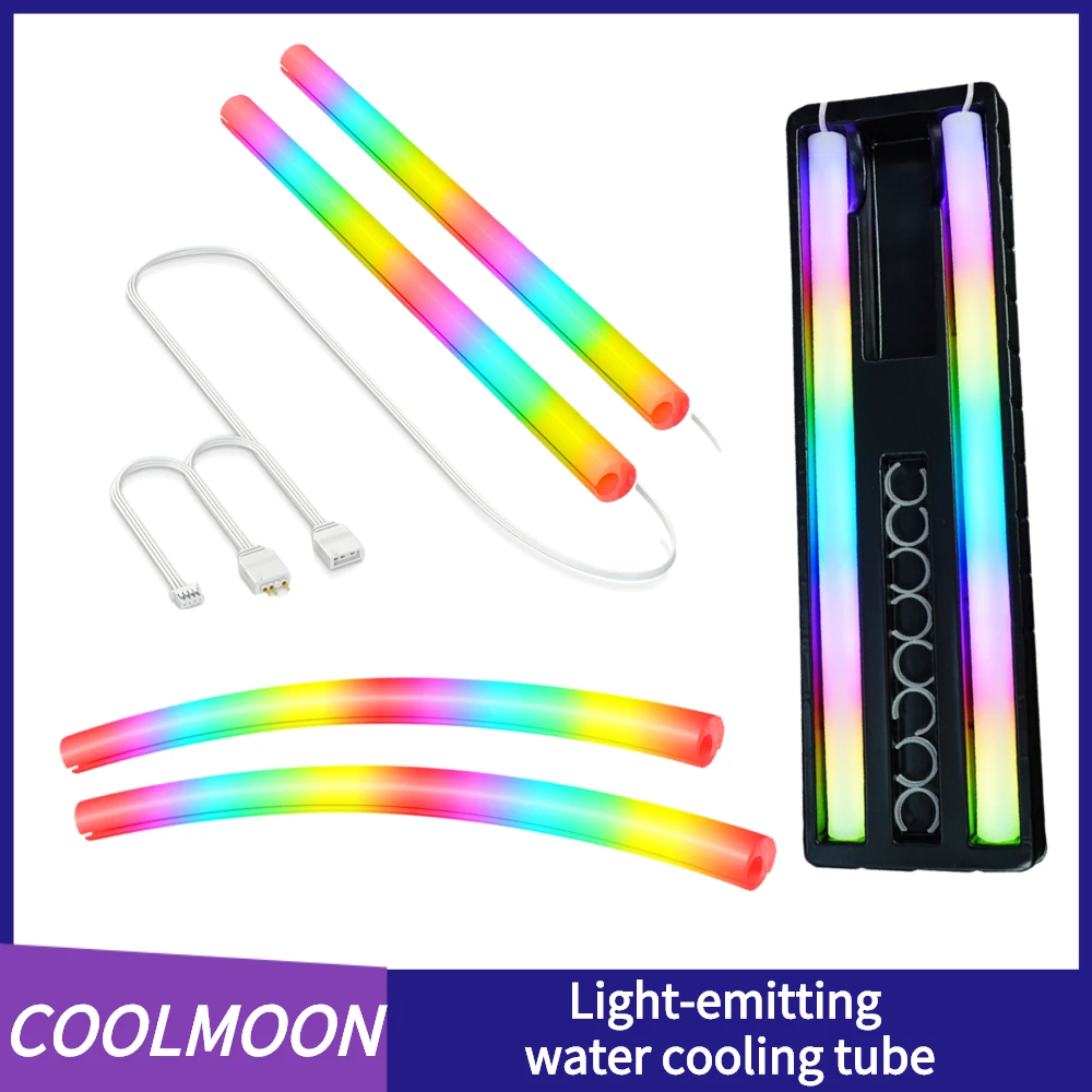 

COOLMOON 2pcs/set Water Cooling Raditor Tube Silicone Water Cooling Illuminate Hose DIY 5V 3PIN ARGB Computer Case Decoration