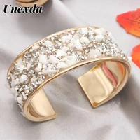 unexda charm fashion bangle for women jewelry design white rhinestone bracelet wave ethnic cuff bangle boho accessories jewelry
