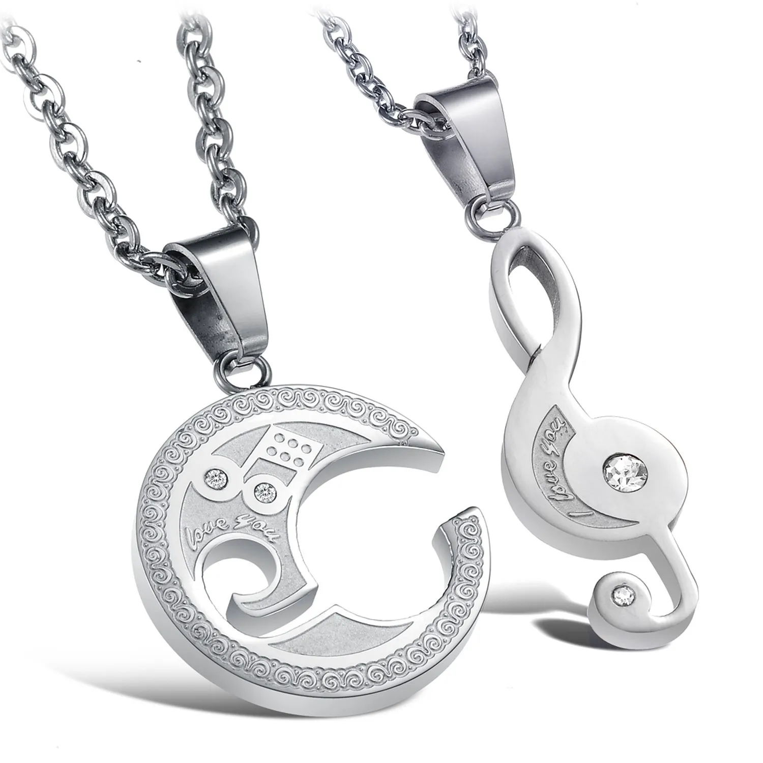 

Jewelry Wholesale White Charm Pendant Steel Chain Titanium Steel Necklace Lovers