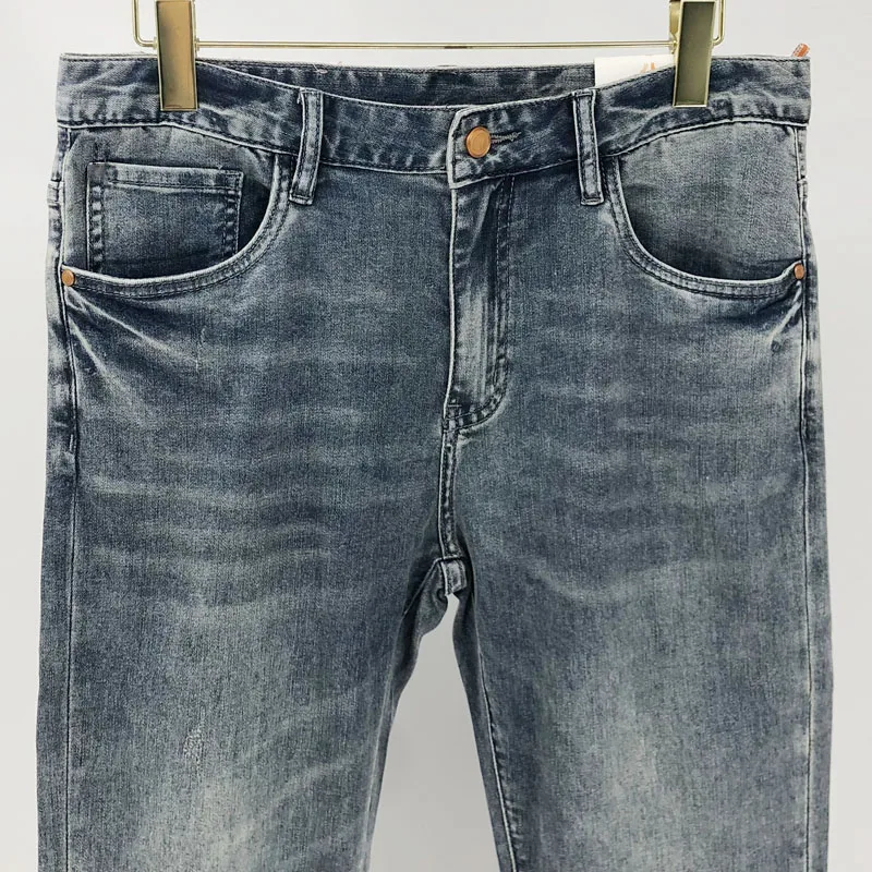 Luxury Brand H Men's Jeans High Quality Washed Mid-Waist Trousers Korean Style Fashion Casual Straight Male Denims Pants