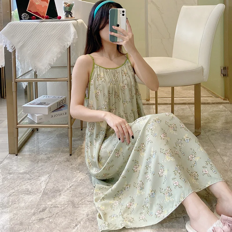 2023 Sweet Summer Can be Worn Externally Sexy Nightgown Cute Dresses Lovely Home Clothes Floral Suspender Strap Women Clothes