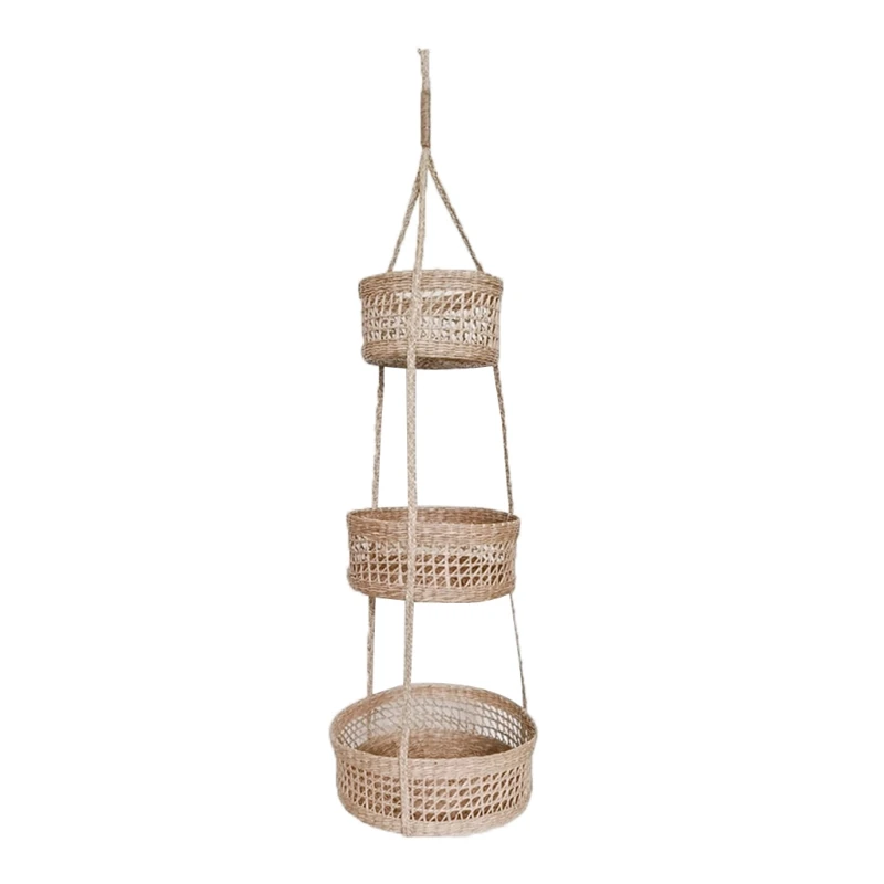 

Practical 3 Tiers Hanging Baskets for Fruits Vegetables Towels Sundries Kitchen Living Room Storeroom Fruit Bracket