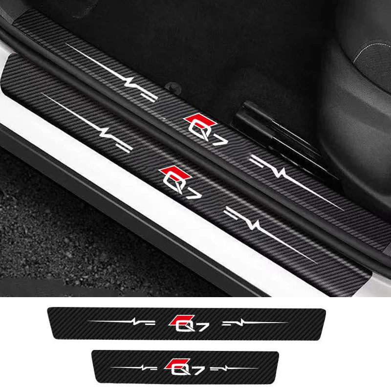 

Car Threshold Anti Scratches Sticker for Audi Q7 Automobile Carbon Fiber Rear Trunk Door Sill Protector Strip Interior Decals