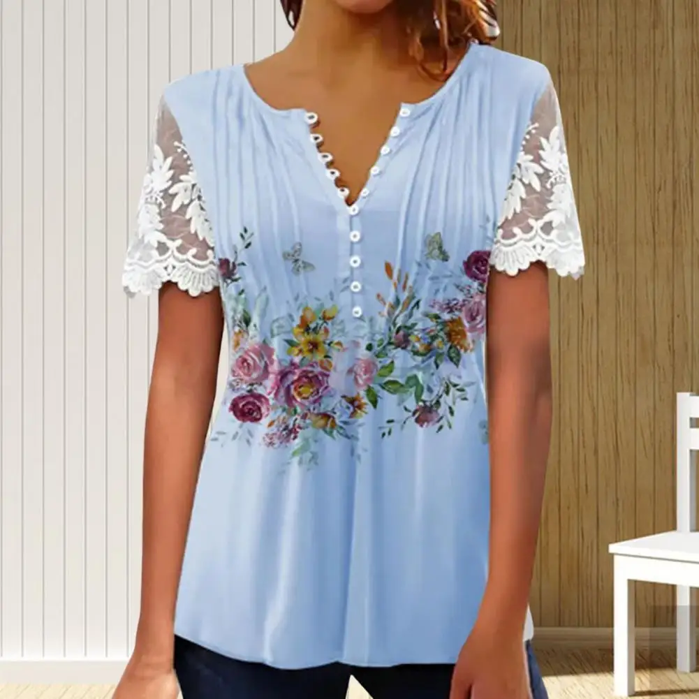 

Versatile Anti-pilling Simple Casual Floral Print Tunic Tops Streetwear