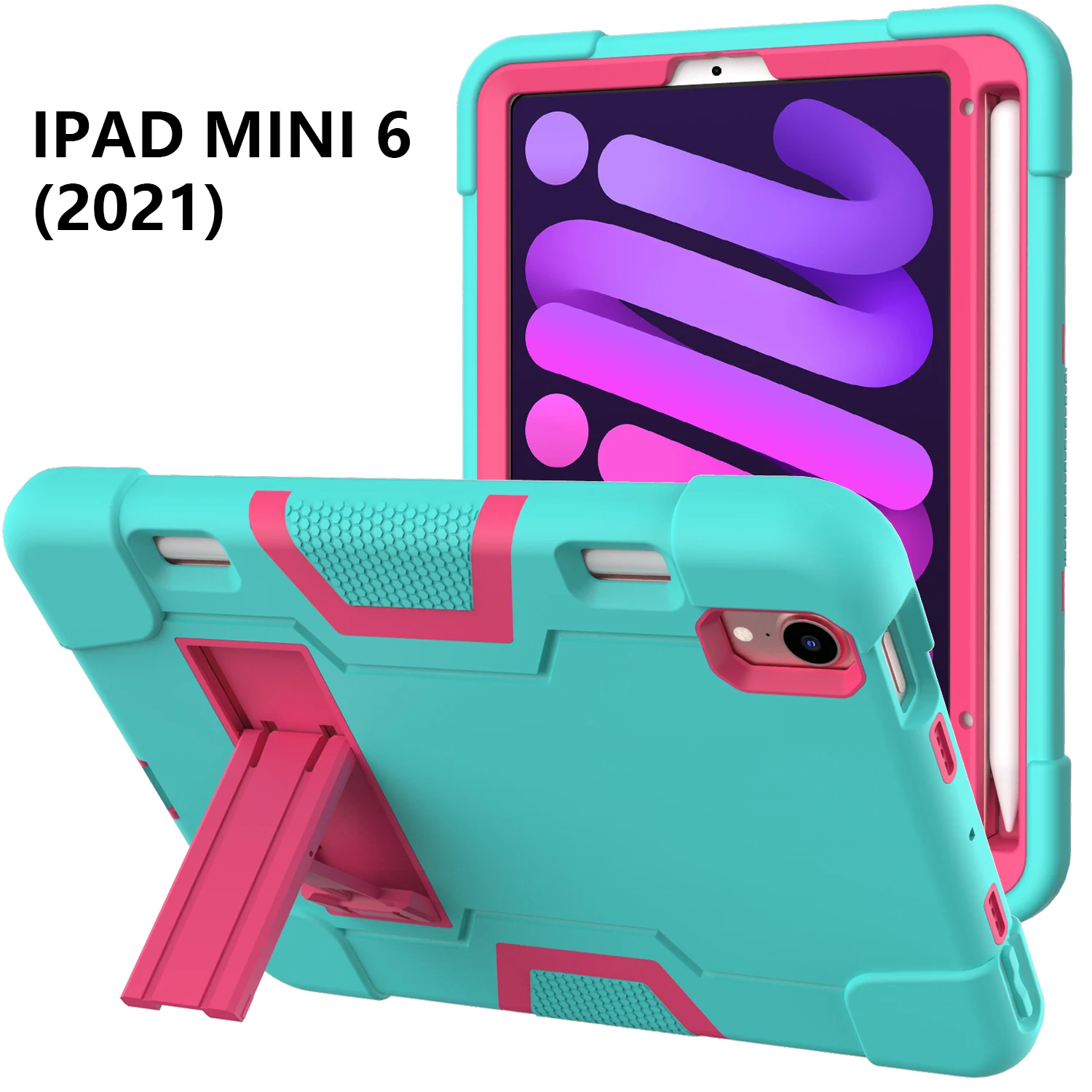 

Armor Case For iPad MIni 6 Generation 2021 Heavy Duty Shockproof Rugged Cover With Kickstand For Apple iPad 8.3 Inch