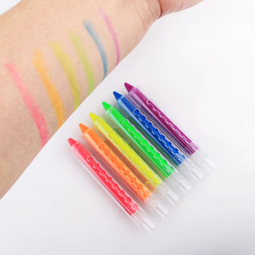 

Cosplay 6 Colors Halloween Party Face Paint Kit Easy Apply Facial Water Soluble Festivals Palette Body Art Makeup Portable