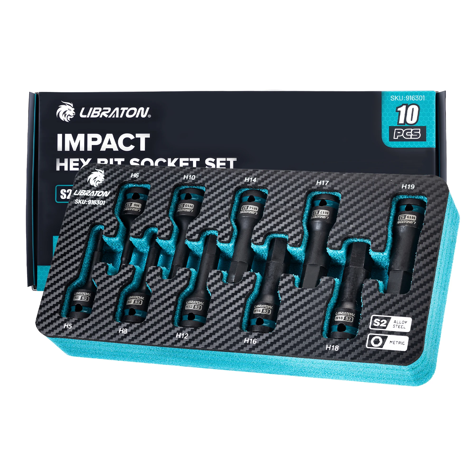 

LIBRATON Ударные шестигранные головки 1/2", 10 шт.