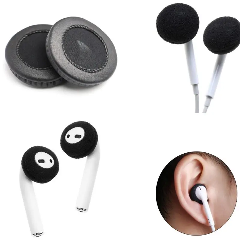 

1Pair Replacement Ear Pads Anti Slip Sponge Earpad For Earpods Replacement Soft Earphone Foam Cover Sponge Ear Pad Case