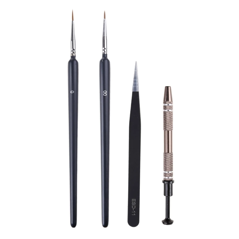 

4 Pieces Keyboard Lube Kit include Tweezers 4-Claw Grabber Lube Pan Lube Brushes for Custom Keyboard Keyboard Lube Tools