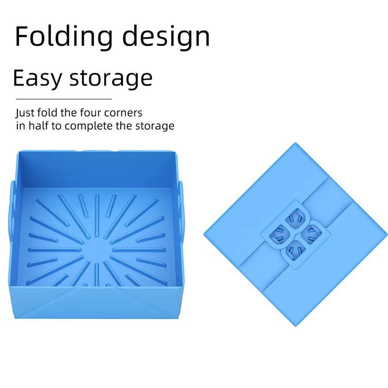 

Air Fryer Silicone Pot Square, Reusable Air Fryer Silicone Basket for 5QT or Bigger Square Air Fryers Oven Accessories, Foldable