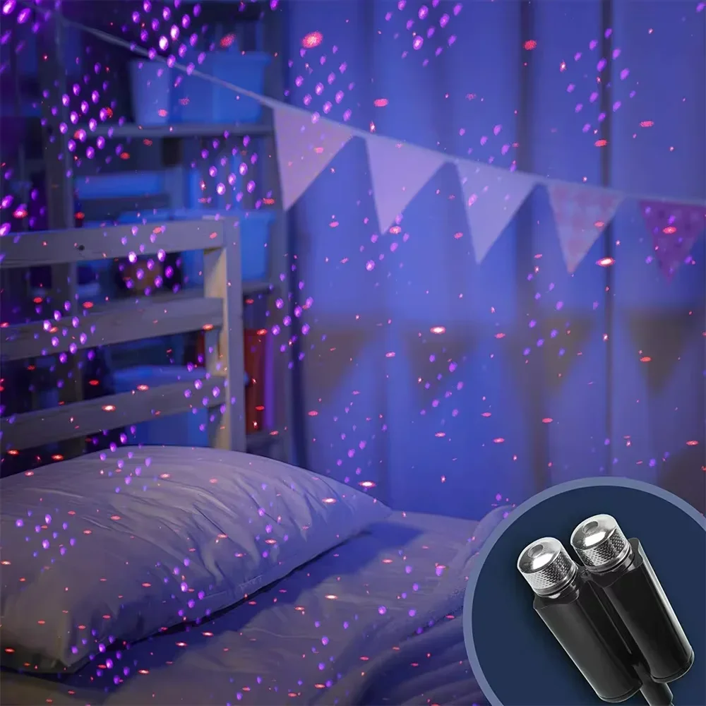Фото USB двойной головной светодиодный ночник звездного неба с питанием от USB Galaxy Star проектор атмосферная лампа для авто на крыше комнаты декор потолка №3