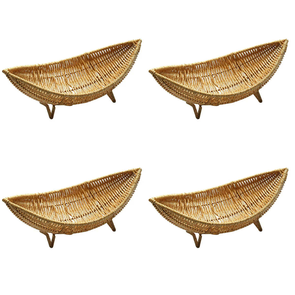 

4x Snack Rattan Serving Tray Outdoor Serving Tray Rattan Tray Woven Tray for Fruit Outdoor Vegetable Indoor
