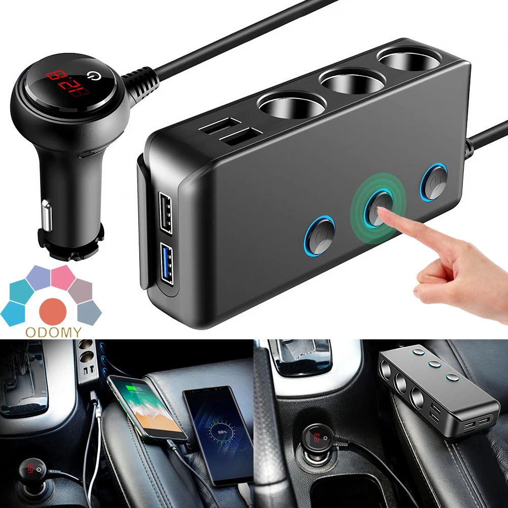 

Разветвитель для прикуривателя, 4 USB-порта, 120 Вт