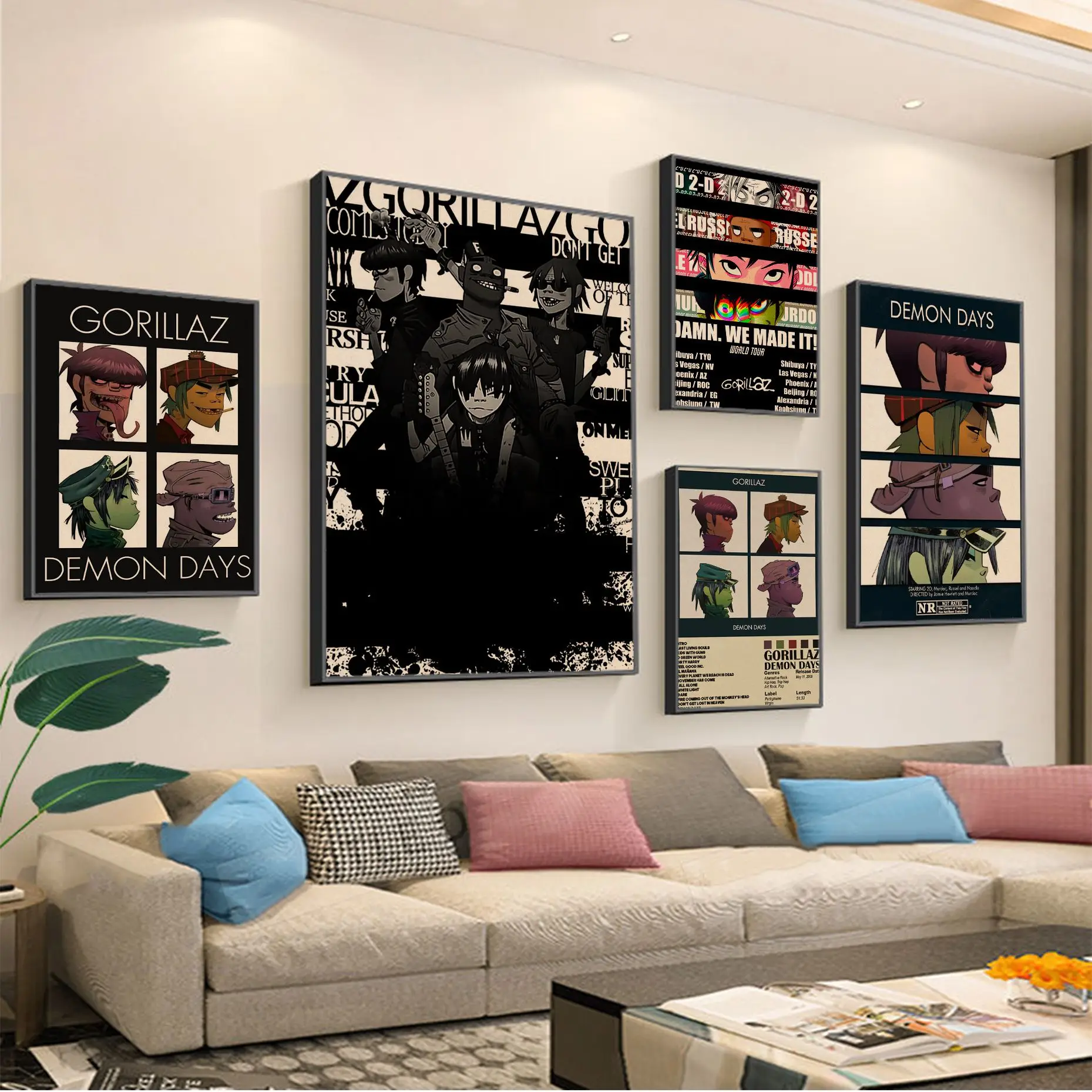 

Gorillaz Vintage Posters Retro Kraft Paper Sticker DIY Room Bar Cafe Vintage Decorative Painting
